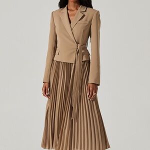 Sekani Mixed Media Dress Camel